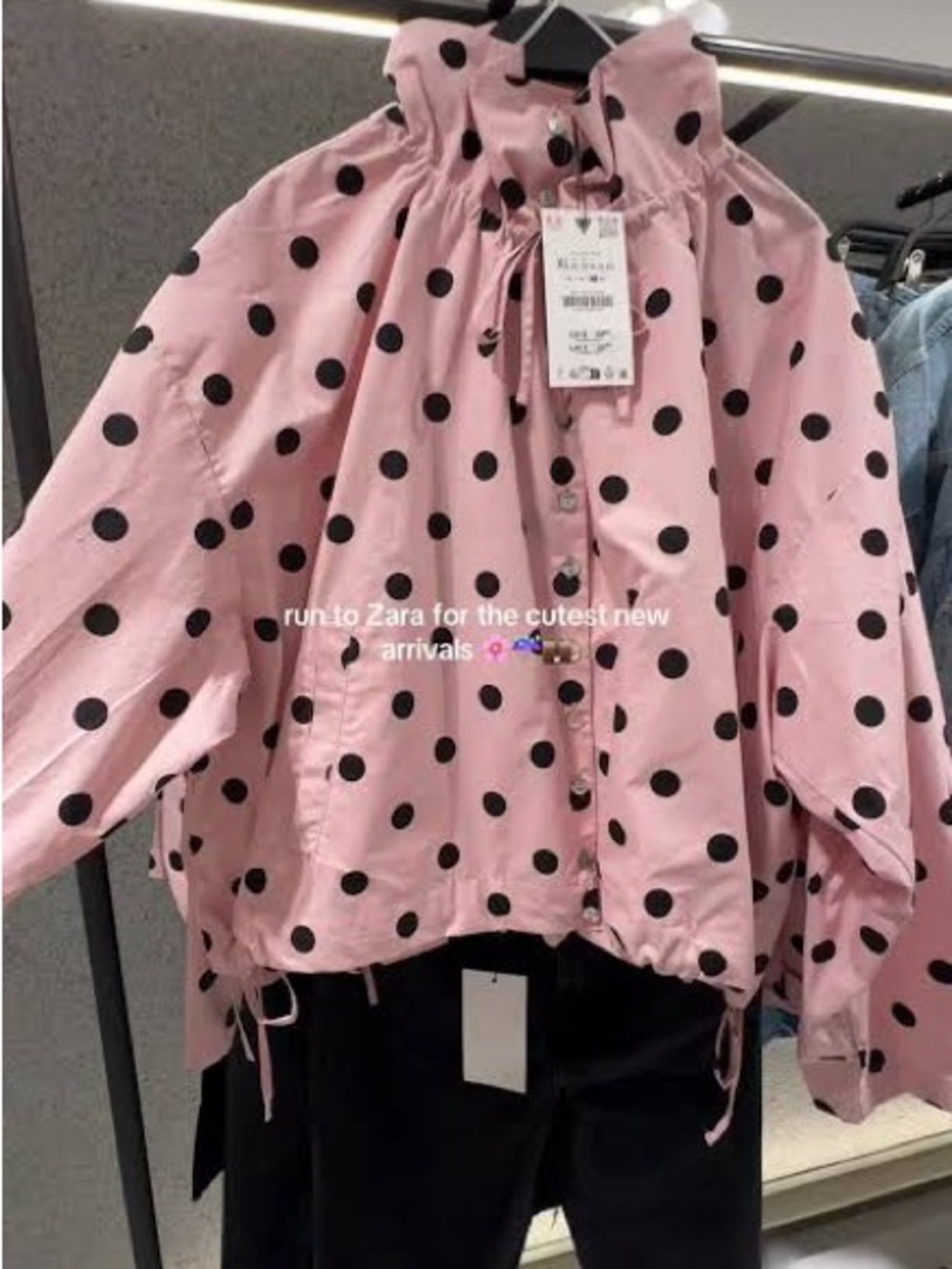 Zara Pink Polka Dot Tie-Neck Jacket - Picture 7 of 9